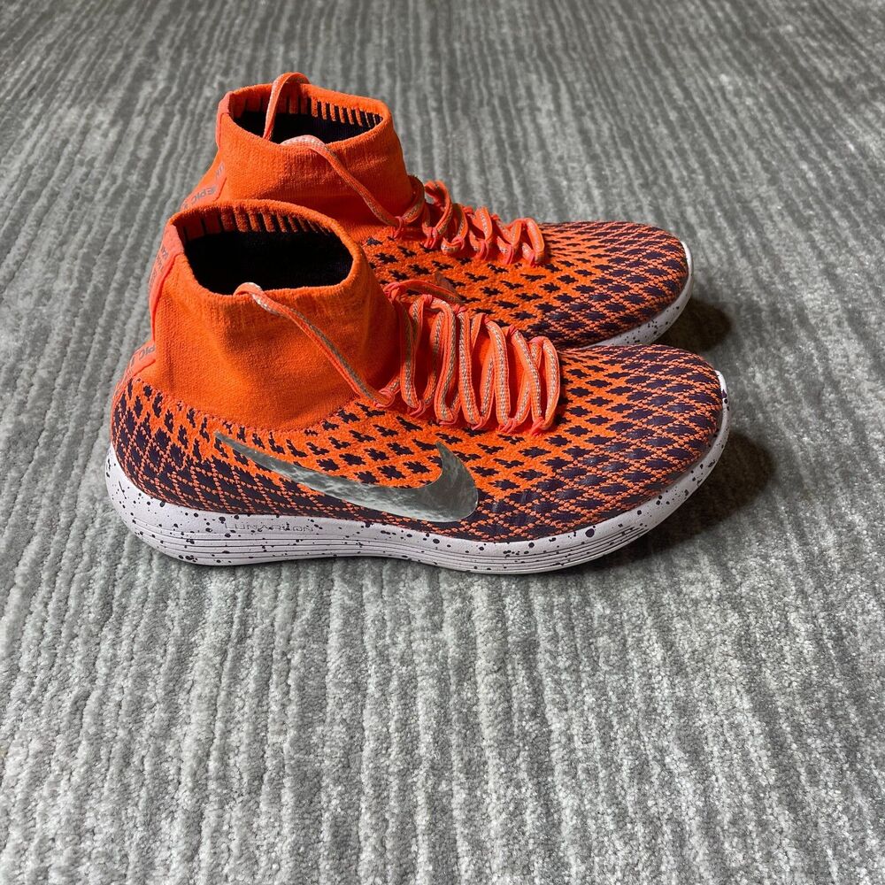 Nike Lunarepic Flyknit Shoes Womens 8 Shield Bright Mango Running 849665-800